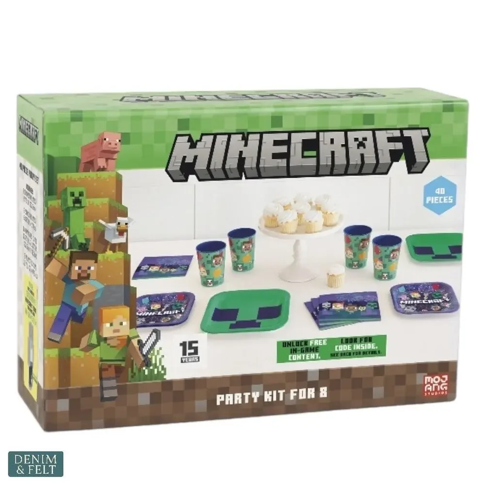 Minecraft Party Kit for 8 Birthday Tableware Set Plates Cups Napkins‎ NEW-NIB!!